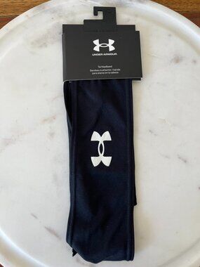 NWT Under Armour Black Tie Headband Logo Unisex New Gym Sports Training